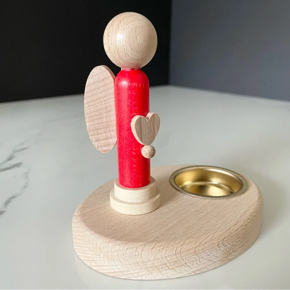 German Wood Angel Tea Light Holder